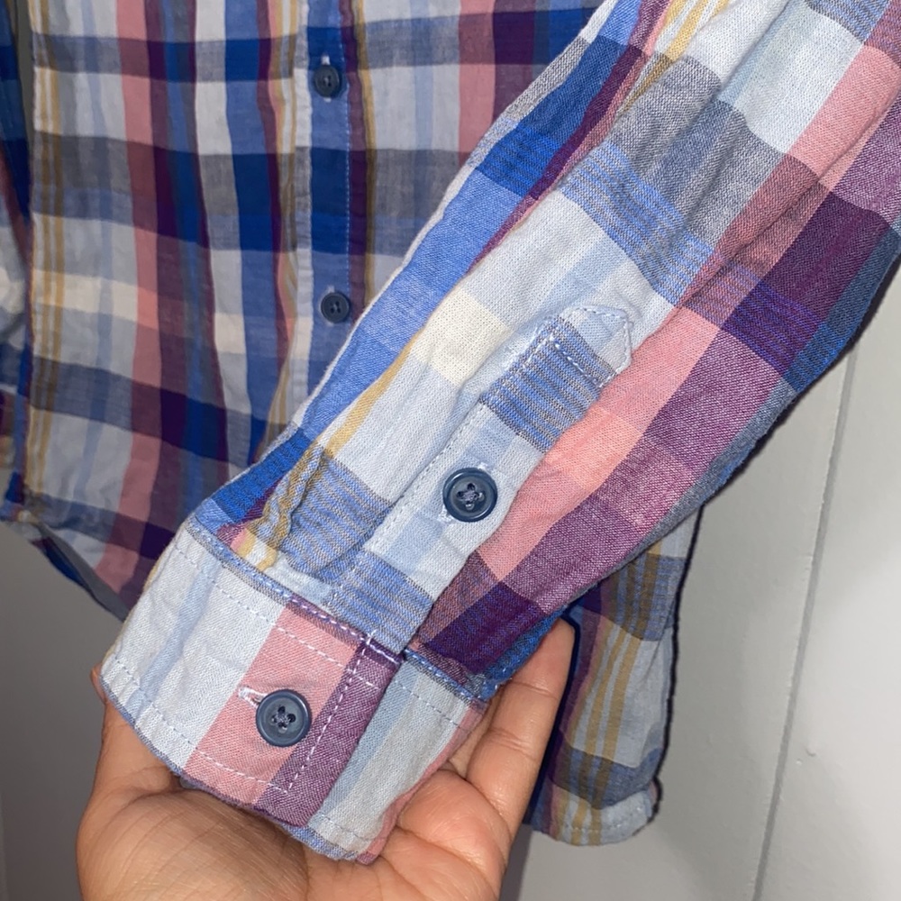 Tea Collection Boy’s Long Sleeve Plaid Button Up Size 10 - Picture 3 of 7